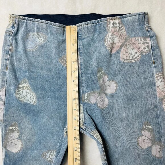 No Boundaries Womens Blue Butterfly Print High Rise Pull-On Flare Jeans Size L - Picture 8 of 10